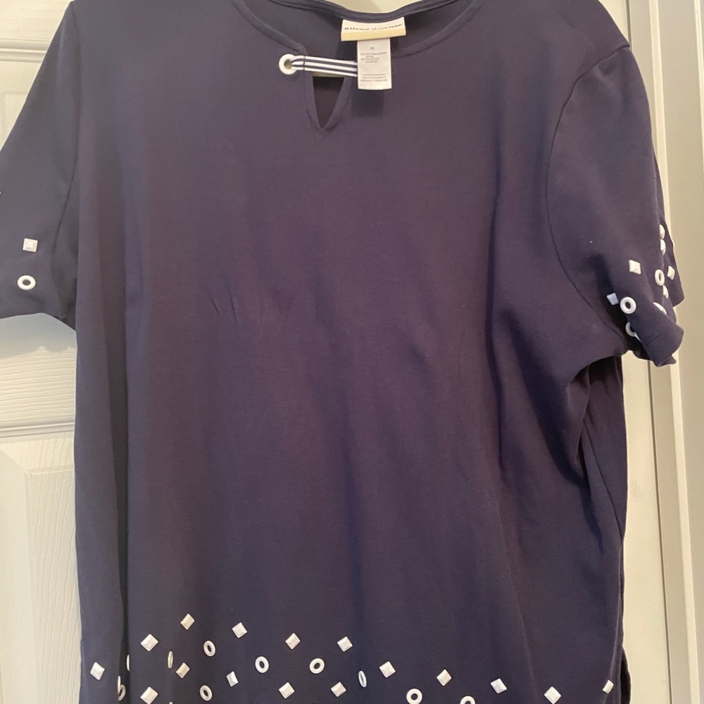 Navy blue with white embellishments.  Alfred Dunner1X